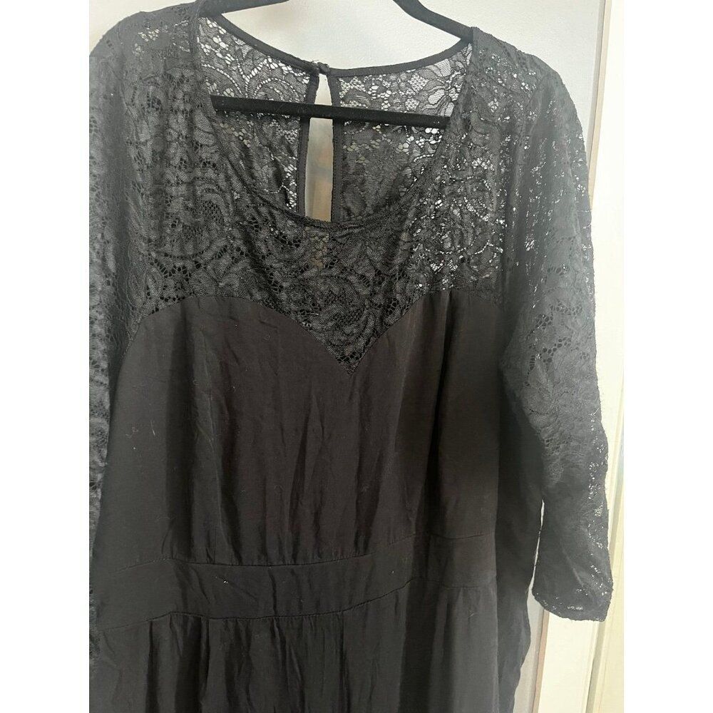 Torrid size 5 solid black romper jumpsuit with lace detail
